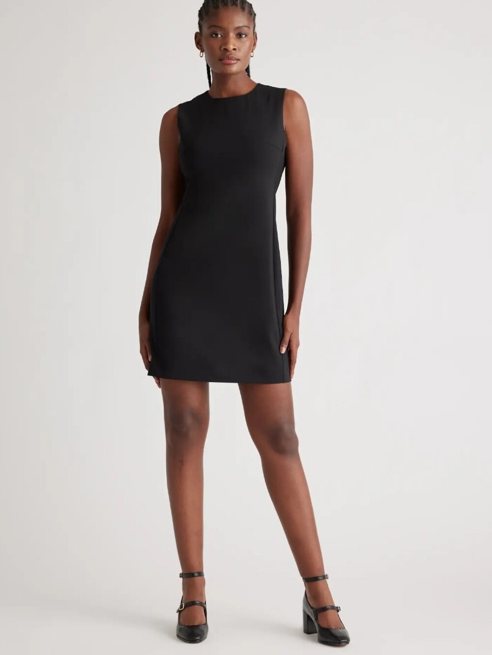 Quince NWT Black Italian Wool Sleeveless Shift Mini Dress 10
